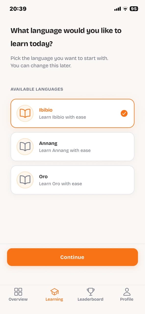 Lesson player screen